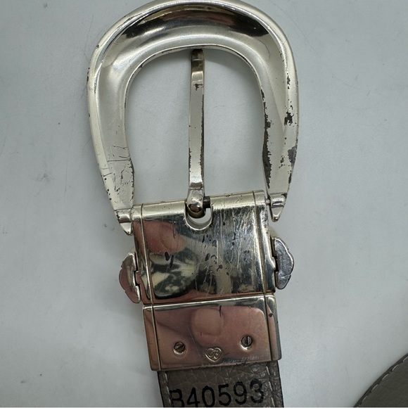 Brighton Reversible Leather Belt Black and Gray Taupe Silver Buckle Sz Medium - Picture 5 of 10